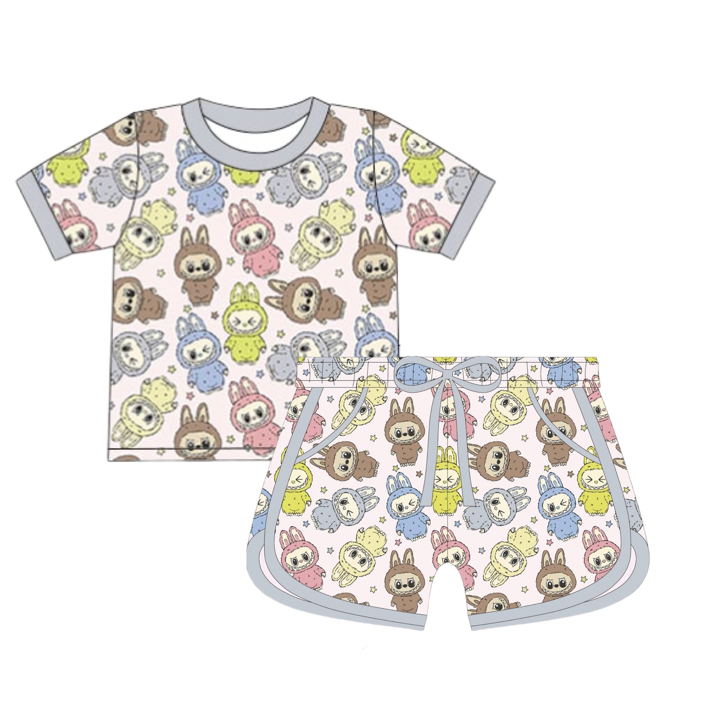 LPK Macaroon stars Cozy Set Short sleeve (shorts or joggers)