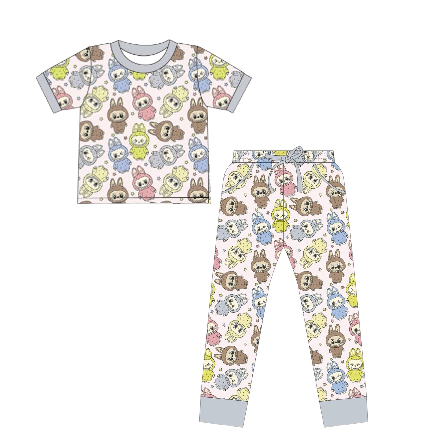 LPK Macaroon stars Cozy Set Short sleeve (shorts or joggers)