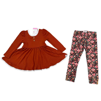 Burnt Orange Floral Fall Adele Set (Short or Long Sleeve)