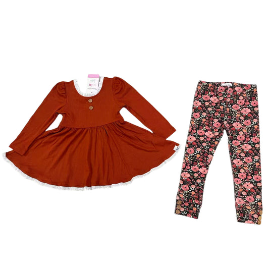 Burnt Orange Floral Fall Adele Set (Short or Long Sleeve)