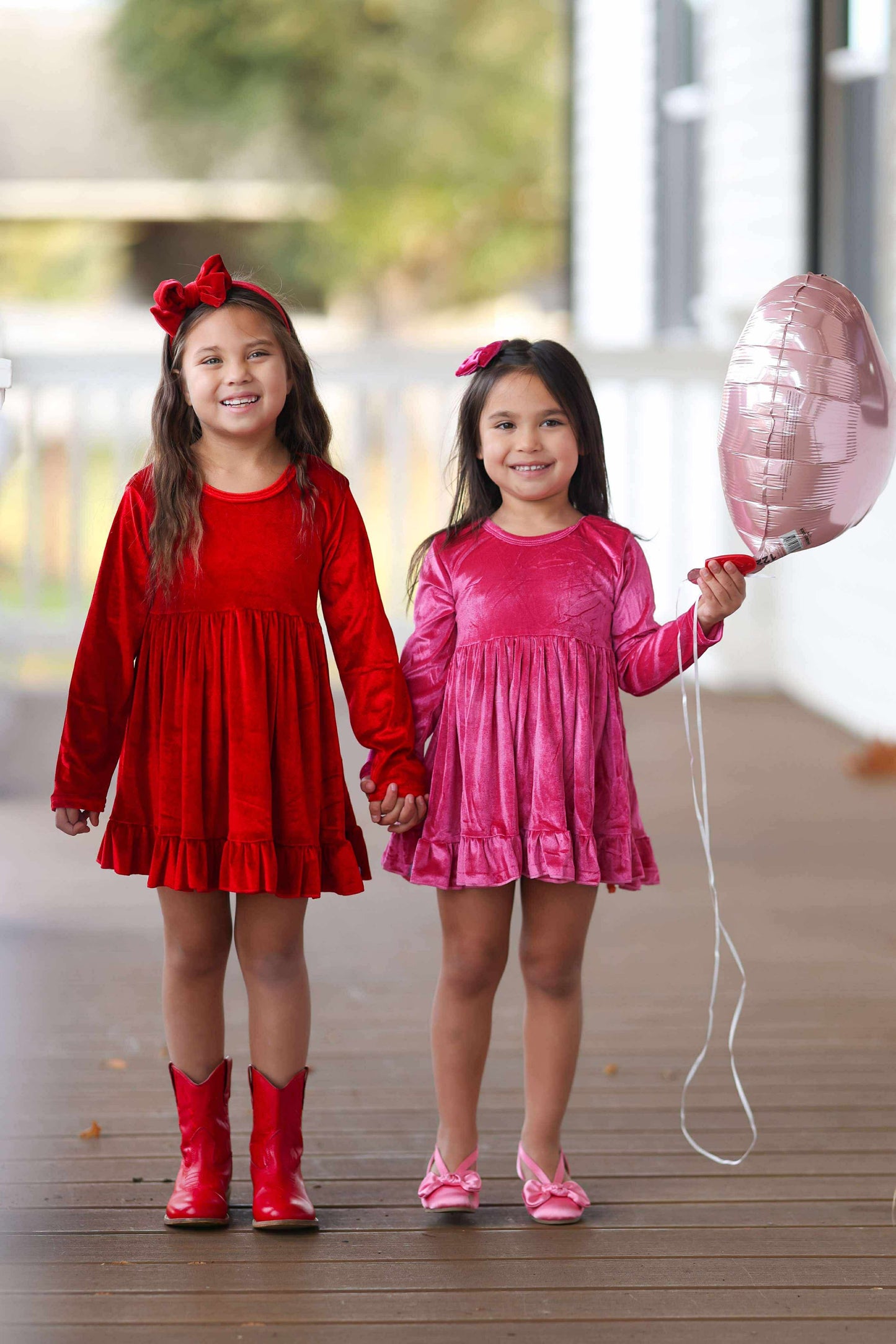 LPK Velvet Twirl dresses (pink, black, red)