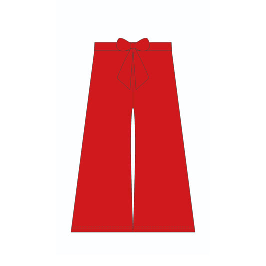 Wide Leg Red Ribbed Pants Presale