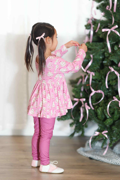 LPK Pink Vintage Floral Trees Tunic Set