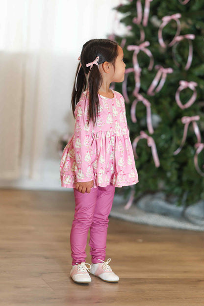 LPK Pink Vintage Floral Trees Tunic Set