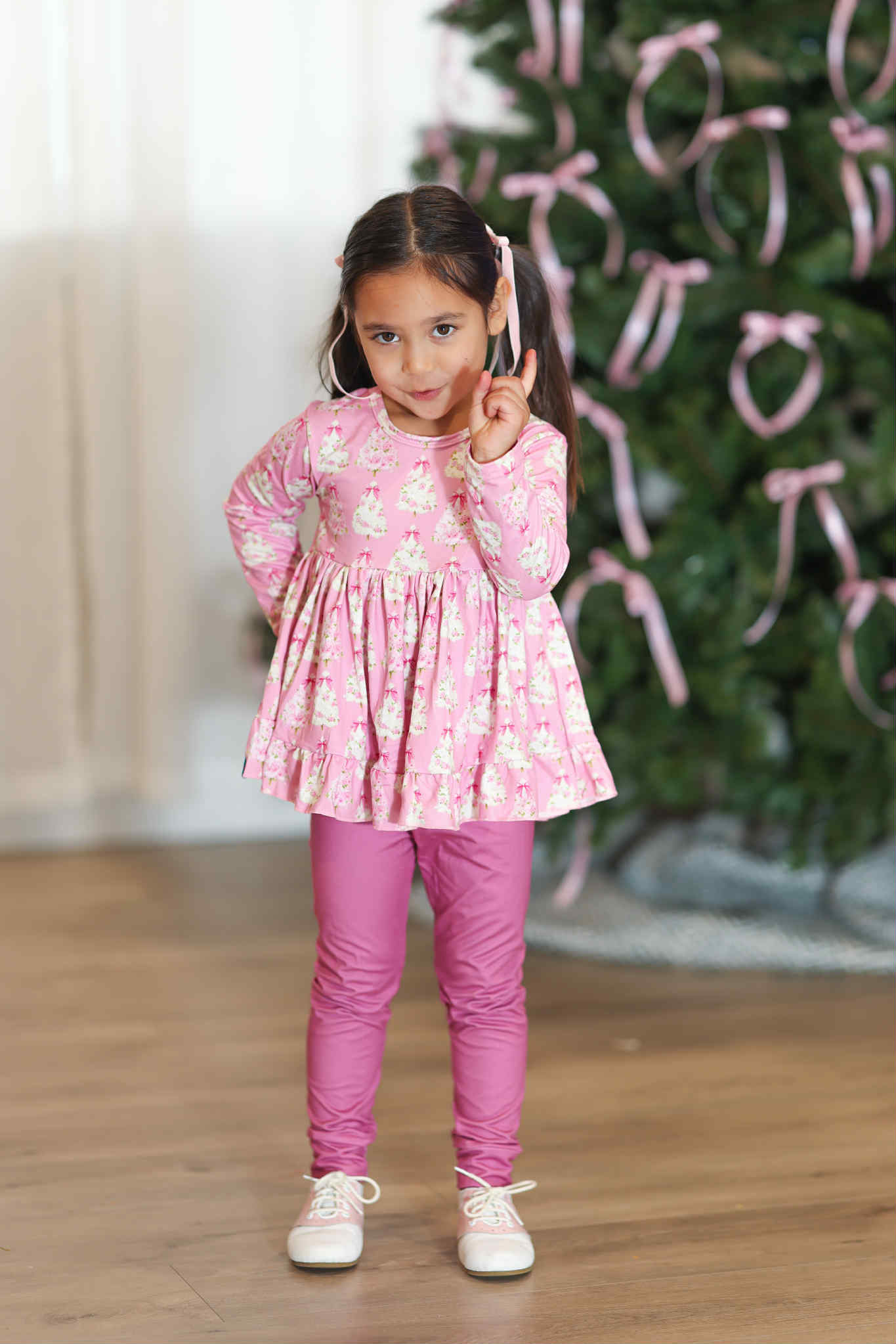 LPK Pink Vintage Floral Trees Tunic Set