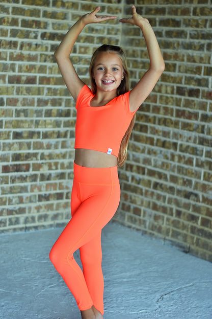 SET: ORANGE Cap Sleeve Crop + Leggings