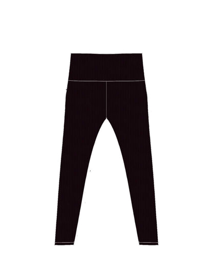 Ribbed Straight Leggings - Black