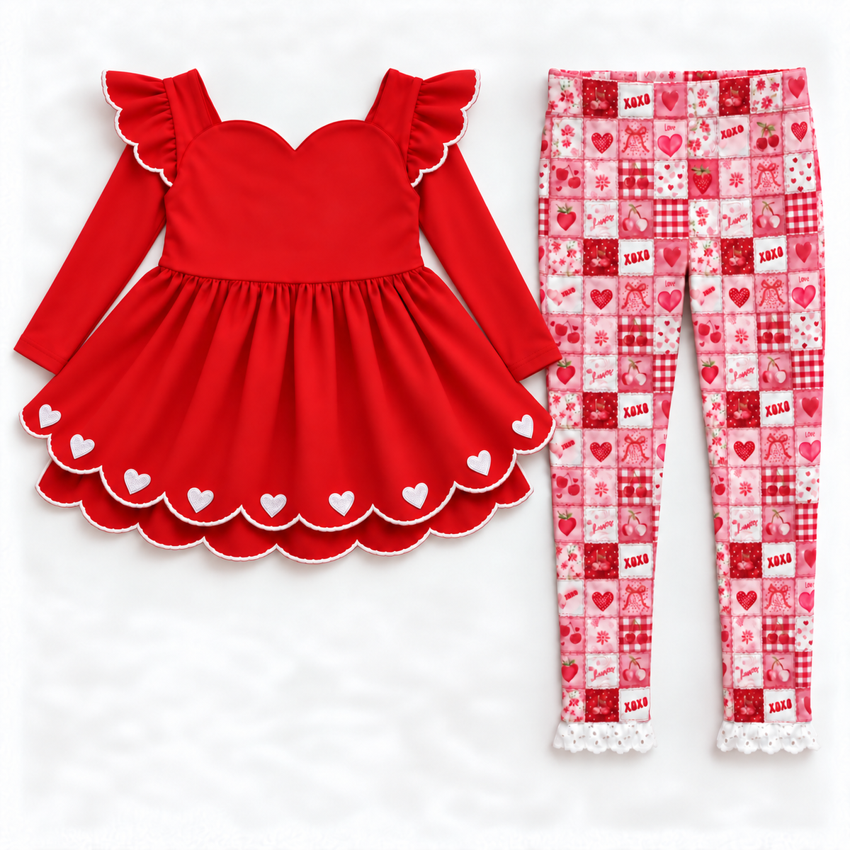 Heart Patchwork Sammy Tunic Set (short or long sleeve) Preorder (LOVE27)