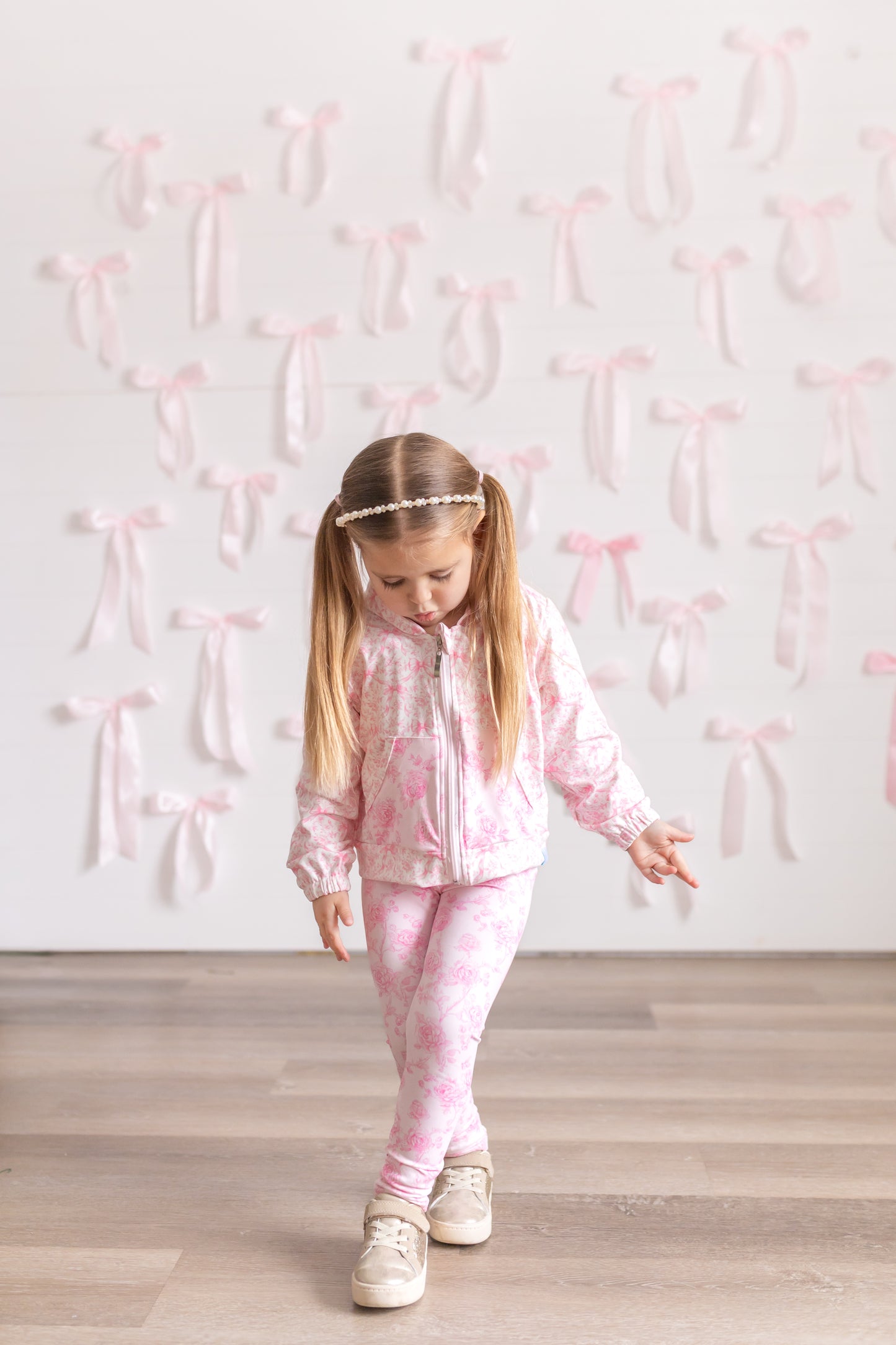 Floral Bows Hoodie+Leggings Set