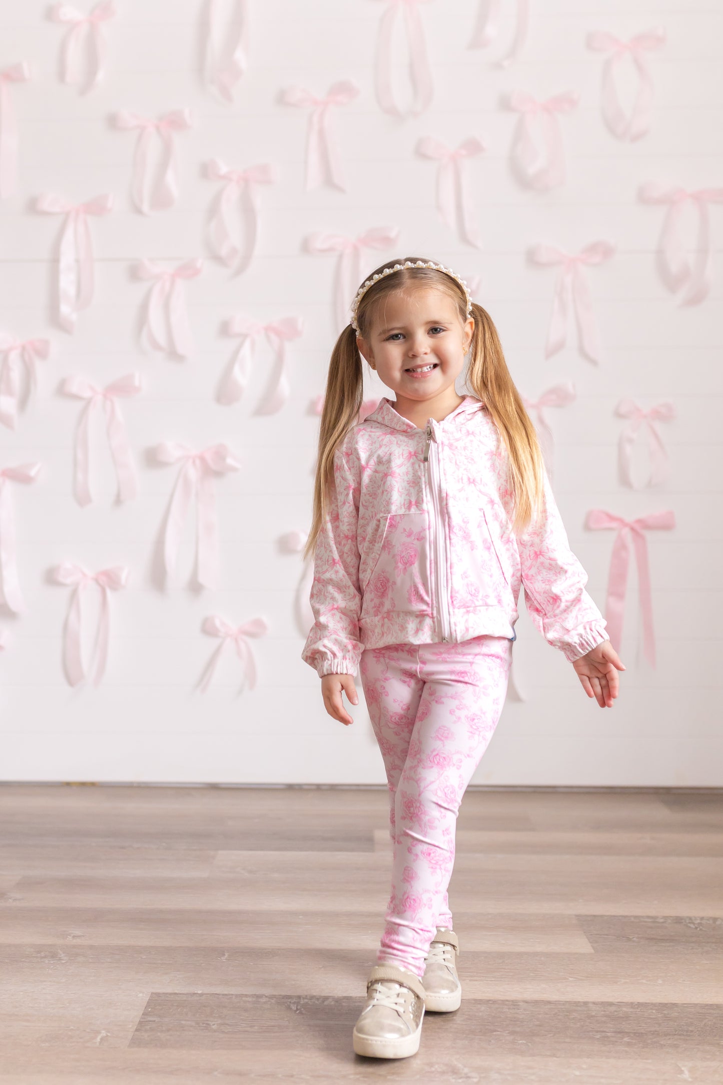 Floral Bows Hoodie+Leggings Set