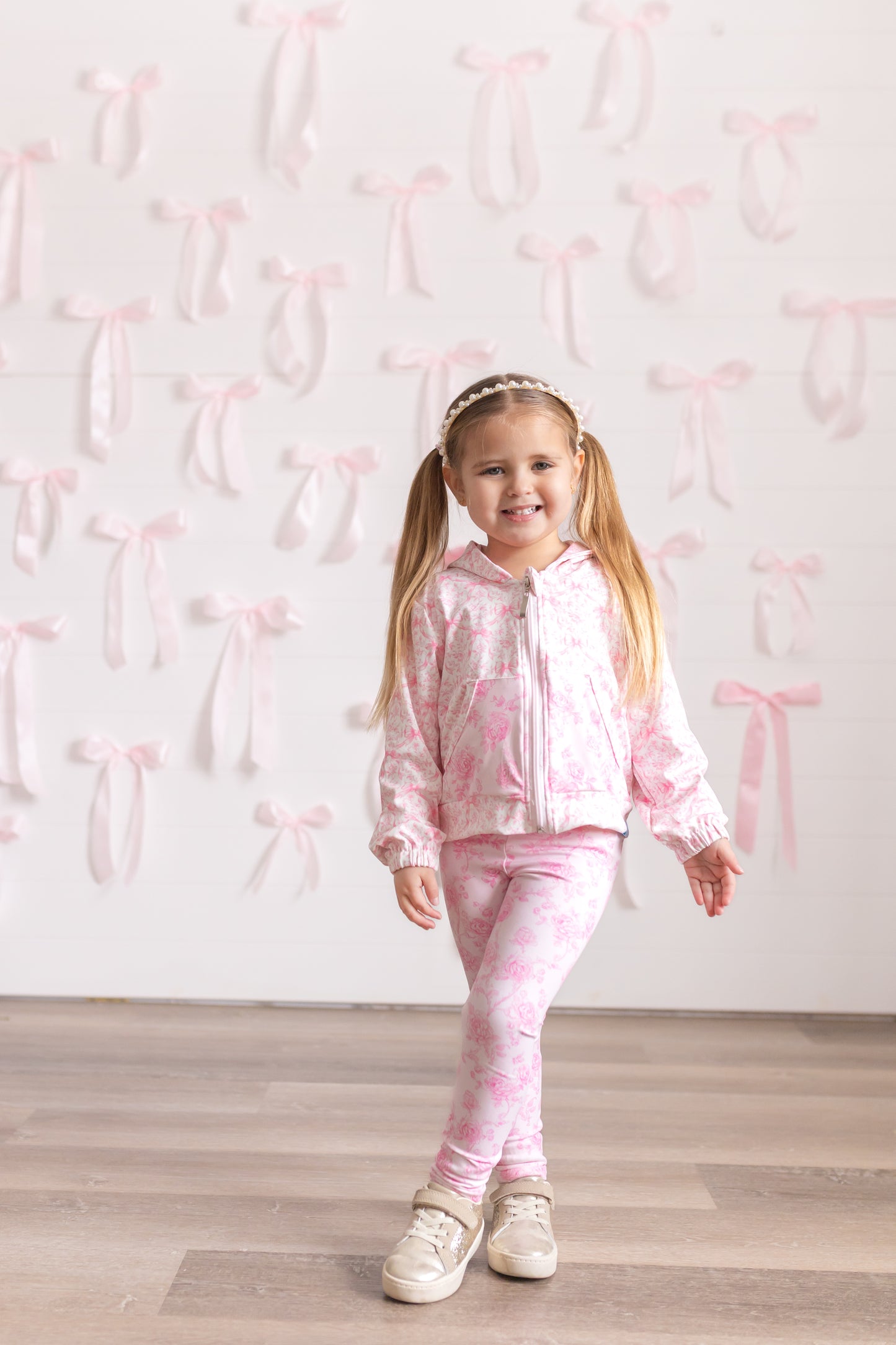Floral Bows Hoodie+Leggings Set