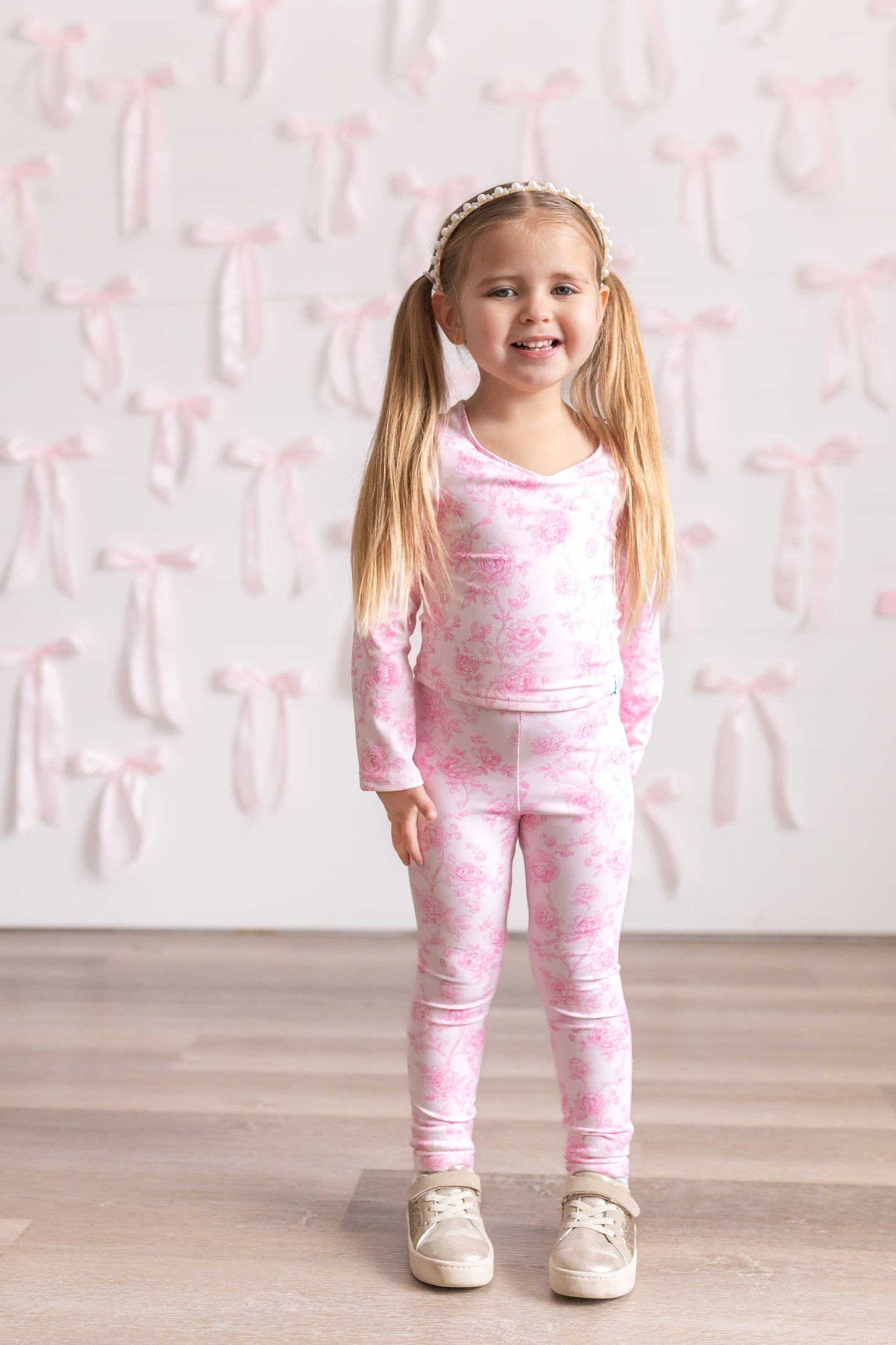 Floral Bows Hoodie+Leggings Set