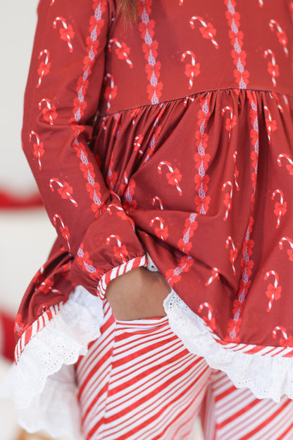 Tunic+Jogger Candy Cane Bows Set Preorder (FH26)
