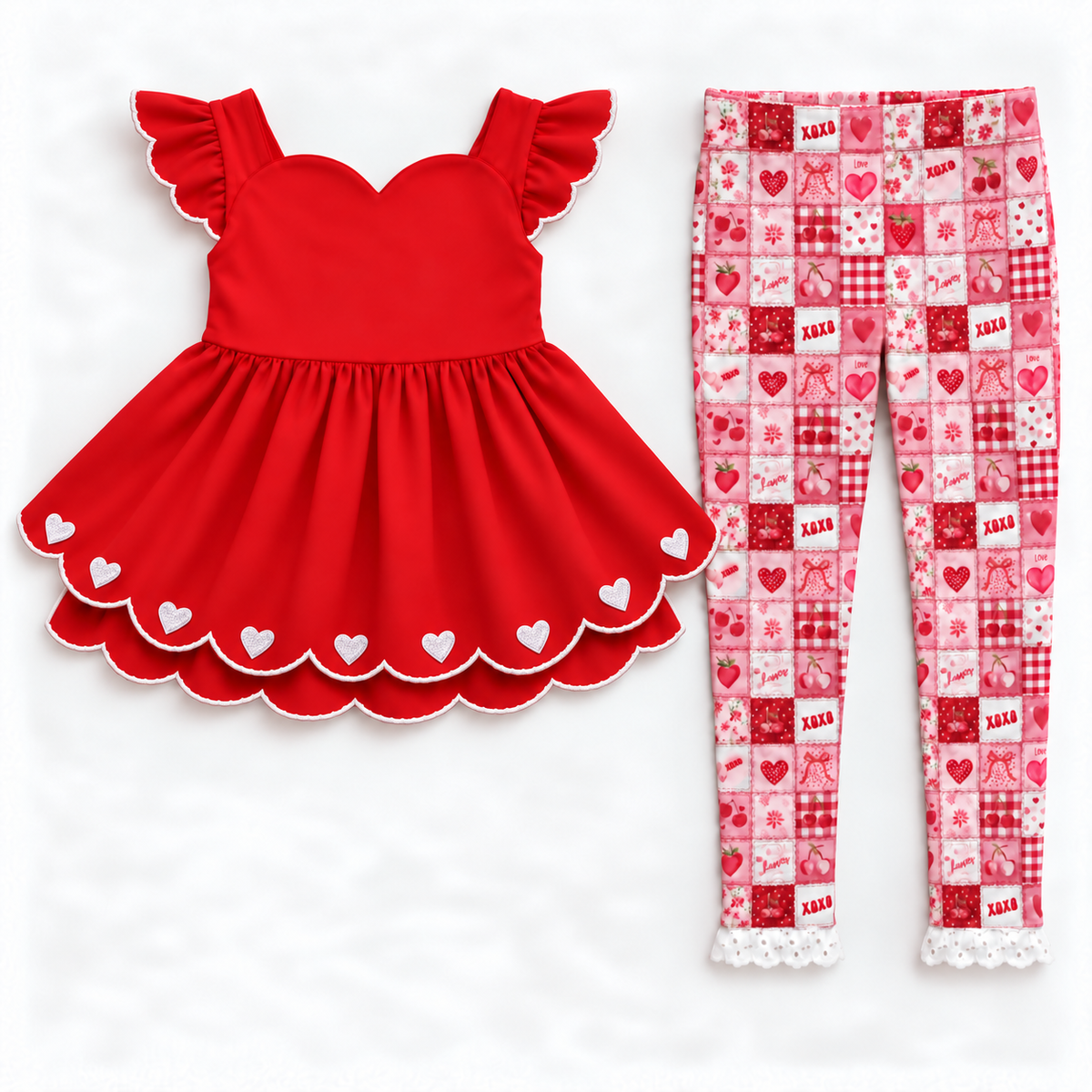 Heart Patchwork Sammy Tunic Set (short or long sleeve) Preorder (LOVE27)