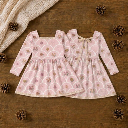 Pink Scallop Floral Dress or Tunic (Long or Cap Sleeve) Preorder (FTF26)