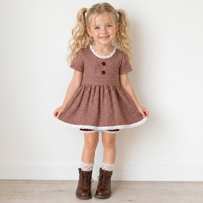 Gingham 3 piece Adele Sets (short or long sleeve, 3 colors) (Pumpkins & Gingham Preorder)