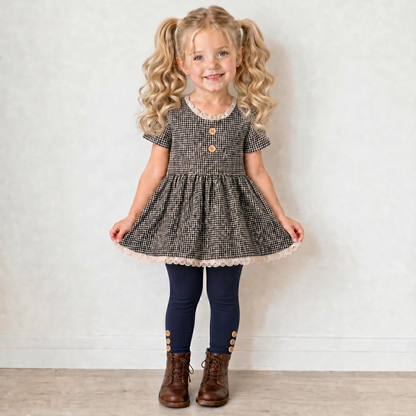 Gingham 3 piece Adele Sets (short or long sleeve, 3 colors) (Pumpkins & Gingham Preorder)