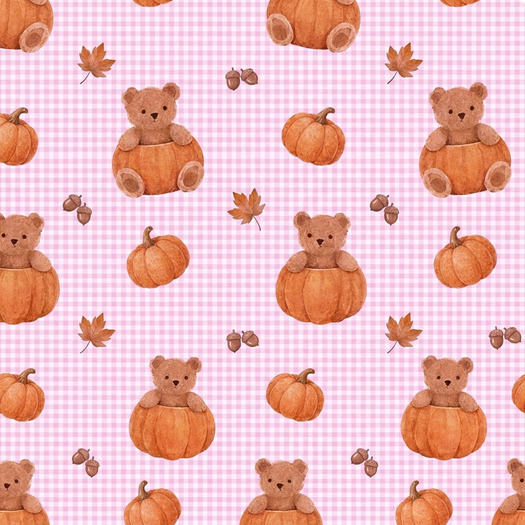 Bear Pumpkin 3 piece Play Sets (short or long sleeve) (Pumpkins & Gingham Preorder) (Copy) (Copy)