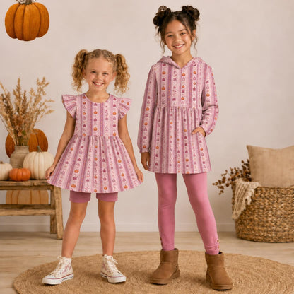 Mauve Pumpkin 3 piece Tunic Sets (Hood or no, short or long sleeve) (Pumpkins & Gingham Preorder) (Copy)