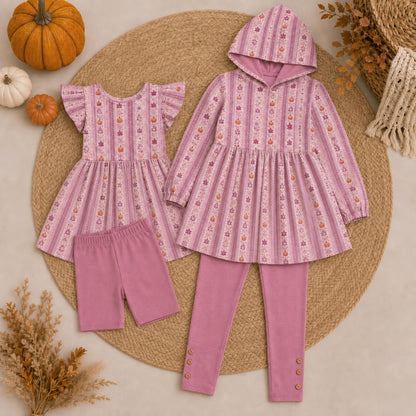 Mauve Pumpkin 3 piece Tunic Sets (Hood or no, short or long sleeve) (Pumpkins & Gingham Preorder) (Copy)