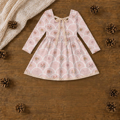 Pink Scallop Floral Dress or Tunic (Long or Cap Sleeve) Preorder (FTF26)