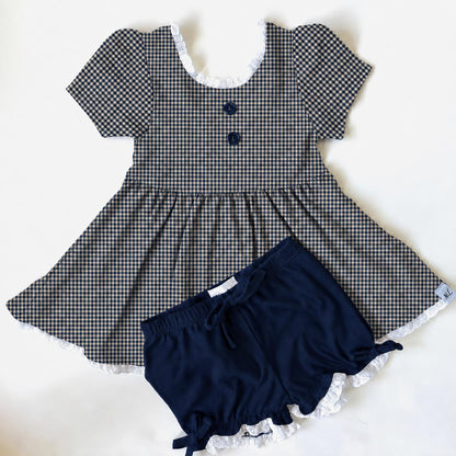 Gingham 3 piece Adele Sets (short or long sleeve, 3 colors) (Pumpkins & Gingham Preorder)