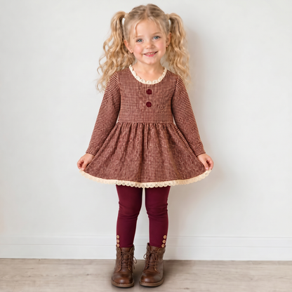 Gingham 3 piece Adele Sets (short or long sleeve, 3 colors) (Pumpkins & Gingham Preorder)