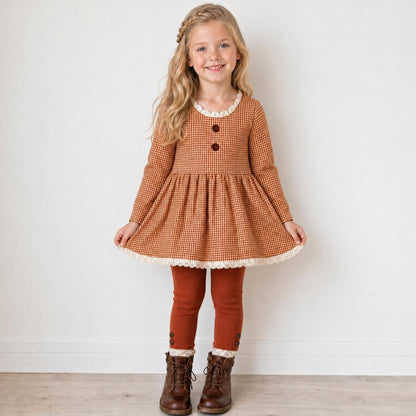 Gingham 3 piece Adele Sets (short or long sleeve, 3 colors) (Pumpkins & Gingham Preorder)