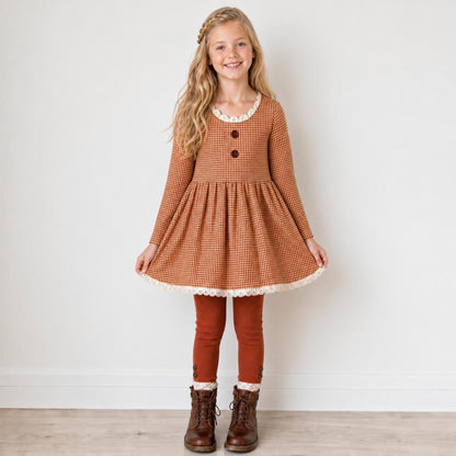 Gingham 3 piece Adele Sets (short or long sleeve, 3 colors) (Pumpkins & Gingham Preorder)