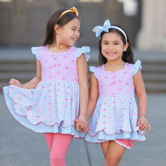 BTS Pastel Bows&Apples Sammy 3 Piece Tunic set