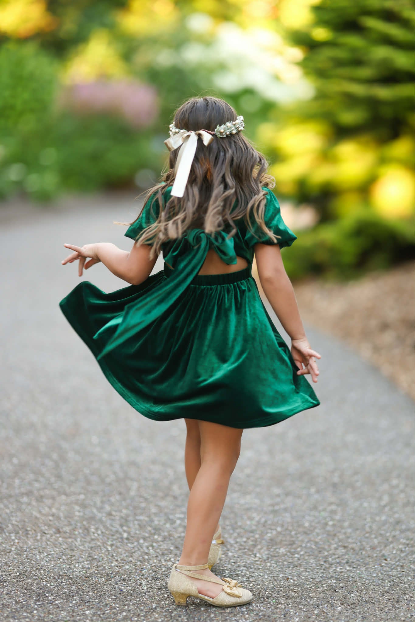 Girls Red or Green Annie Velvet Twirl Dress Preorder CDU26