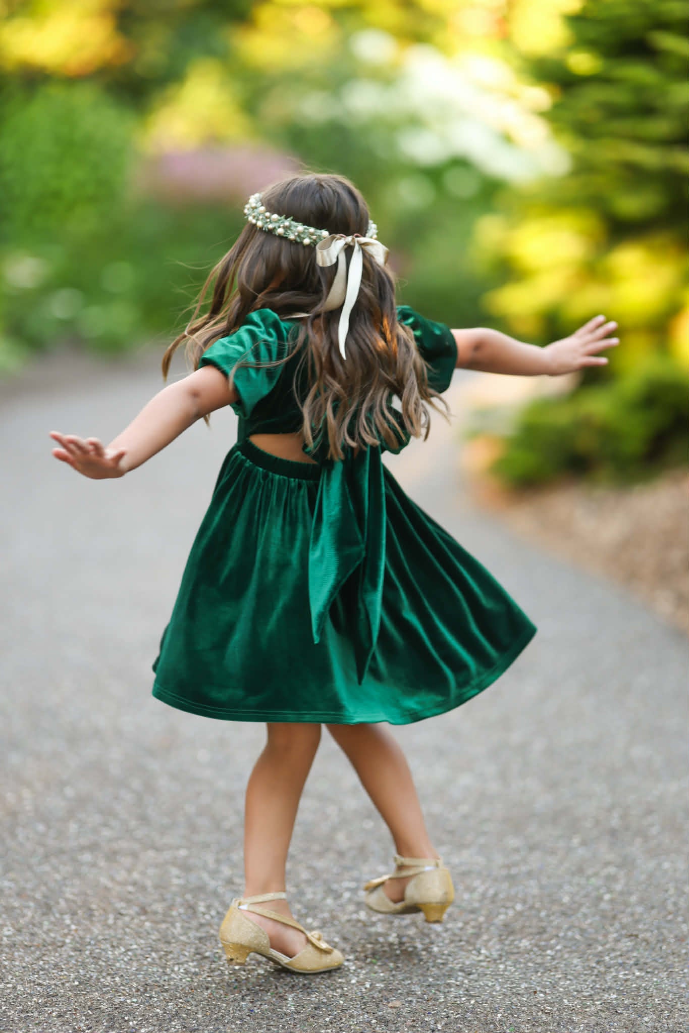 Girls Red or Green Annie Velvet Twirl Dress Preorder CDU26