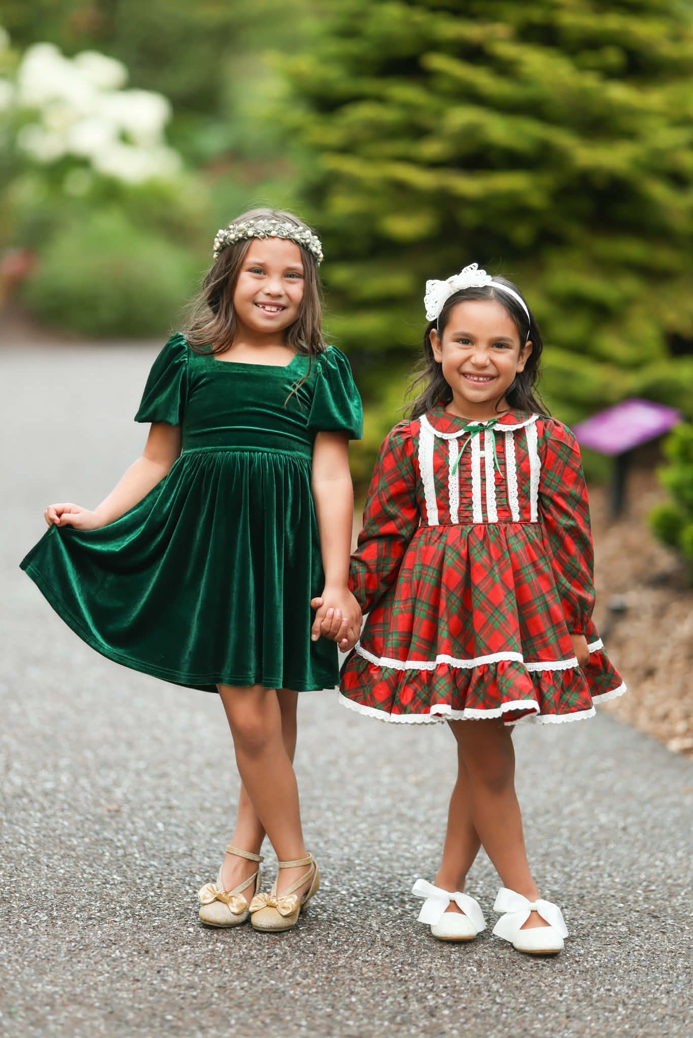Girls Red or Green Annie Velvet Twirl Dress Preorder CDU26