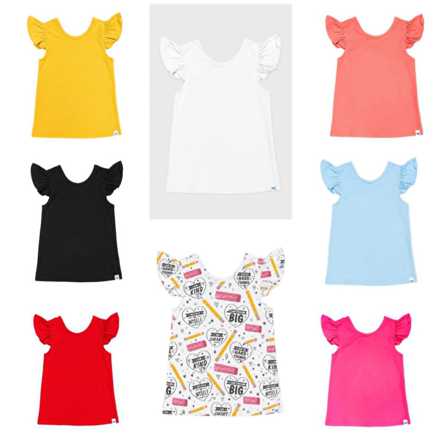 BTS Flutter Sleeve Shirts (pencil affirmation & blue)