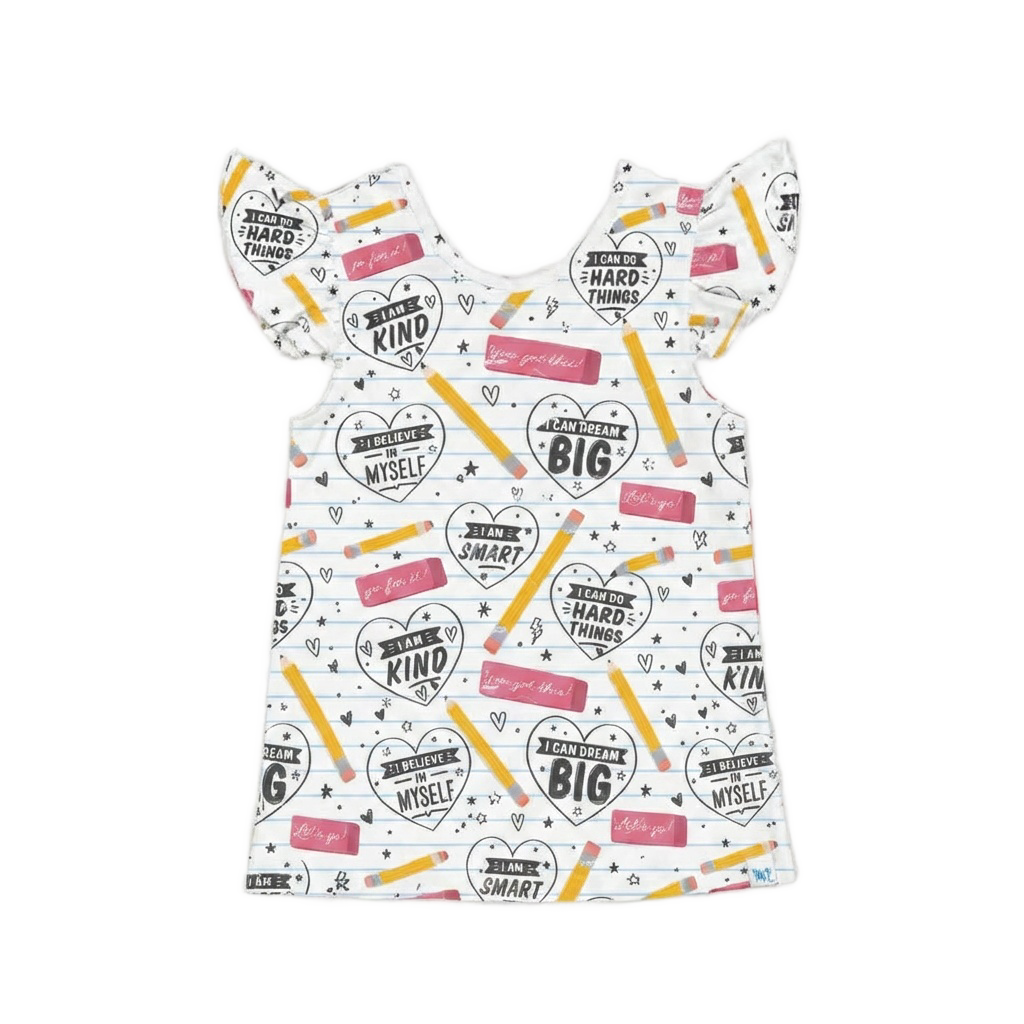 BTS Flutter Sleeve Shirts (pencil affirmation & blue)