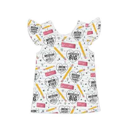 BTS Flutter Sleeve Shirts (pencil affirmation & blue)