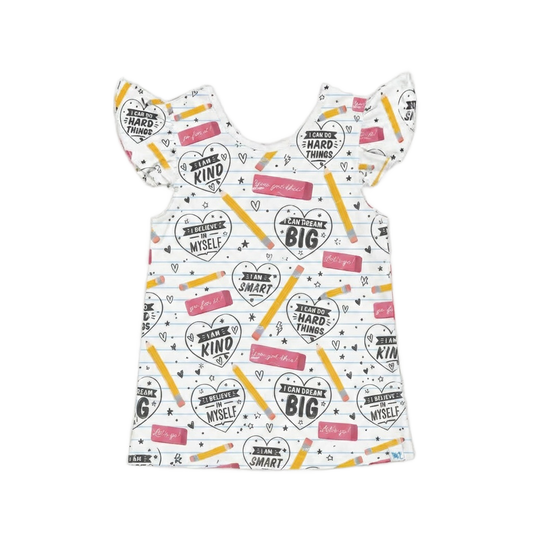 BTS Flutter Sleeve Shirts (pencil affirmation & blue)