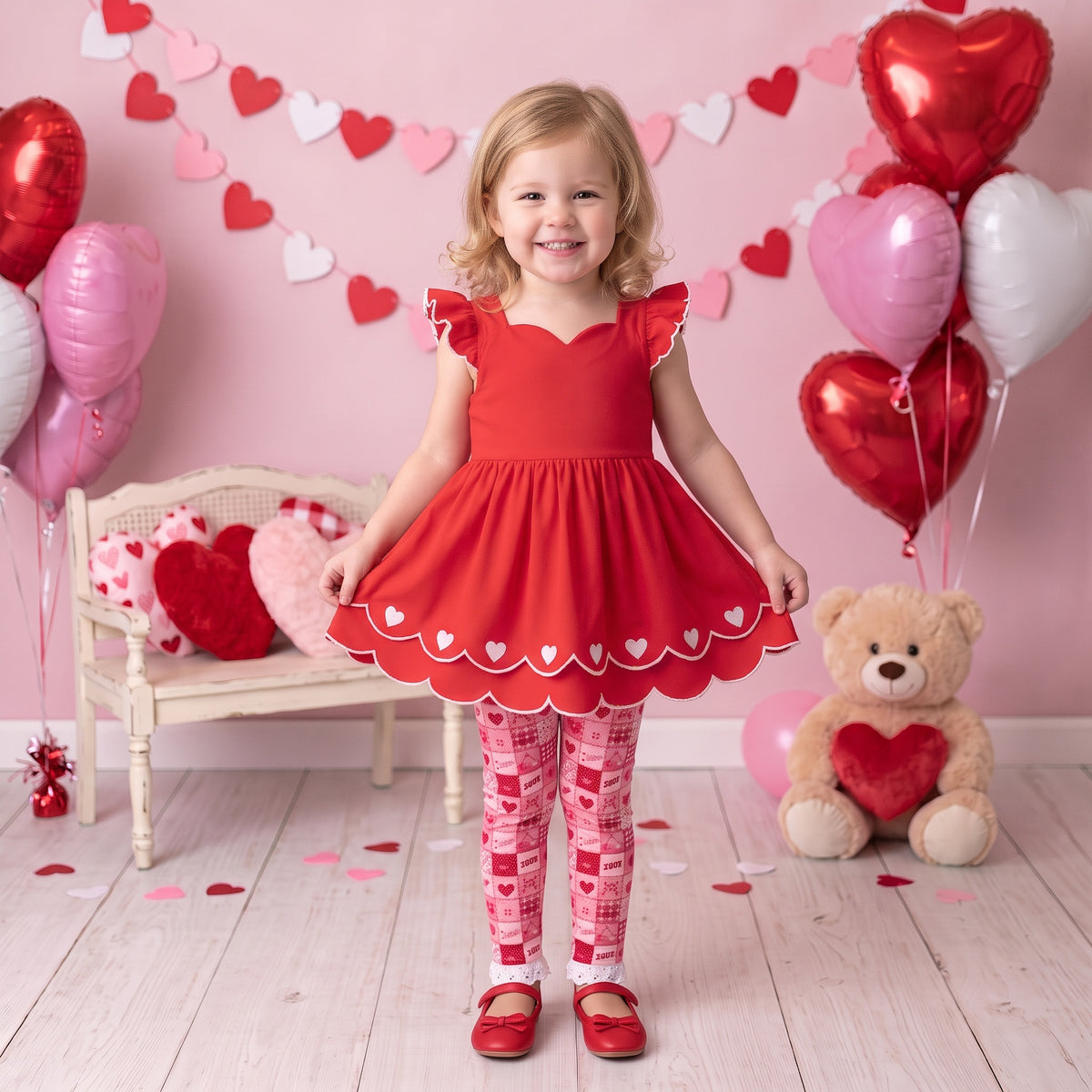 Heart Patchwork Sammy Tunic Set (short or long sleeve) Preorder (LOVE27)