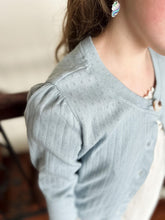 Load image into Gallery viewer, Dusty Blue Vintage Pointelle Cardi