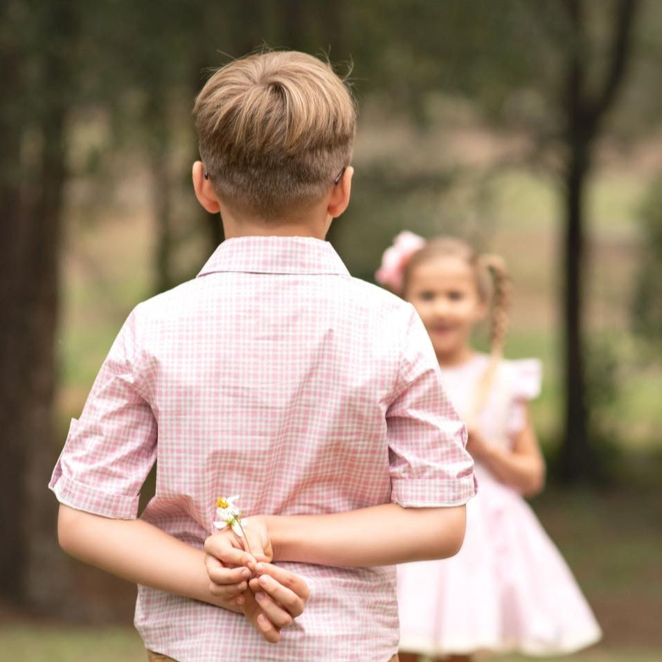 Pink Plaid Boys Shirt