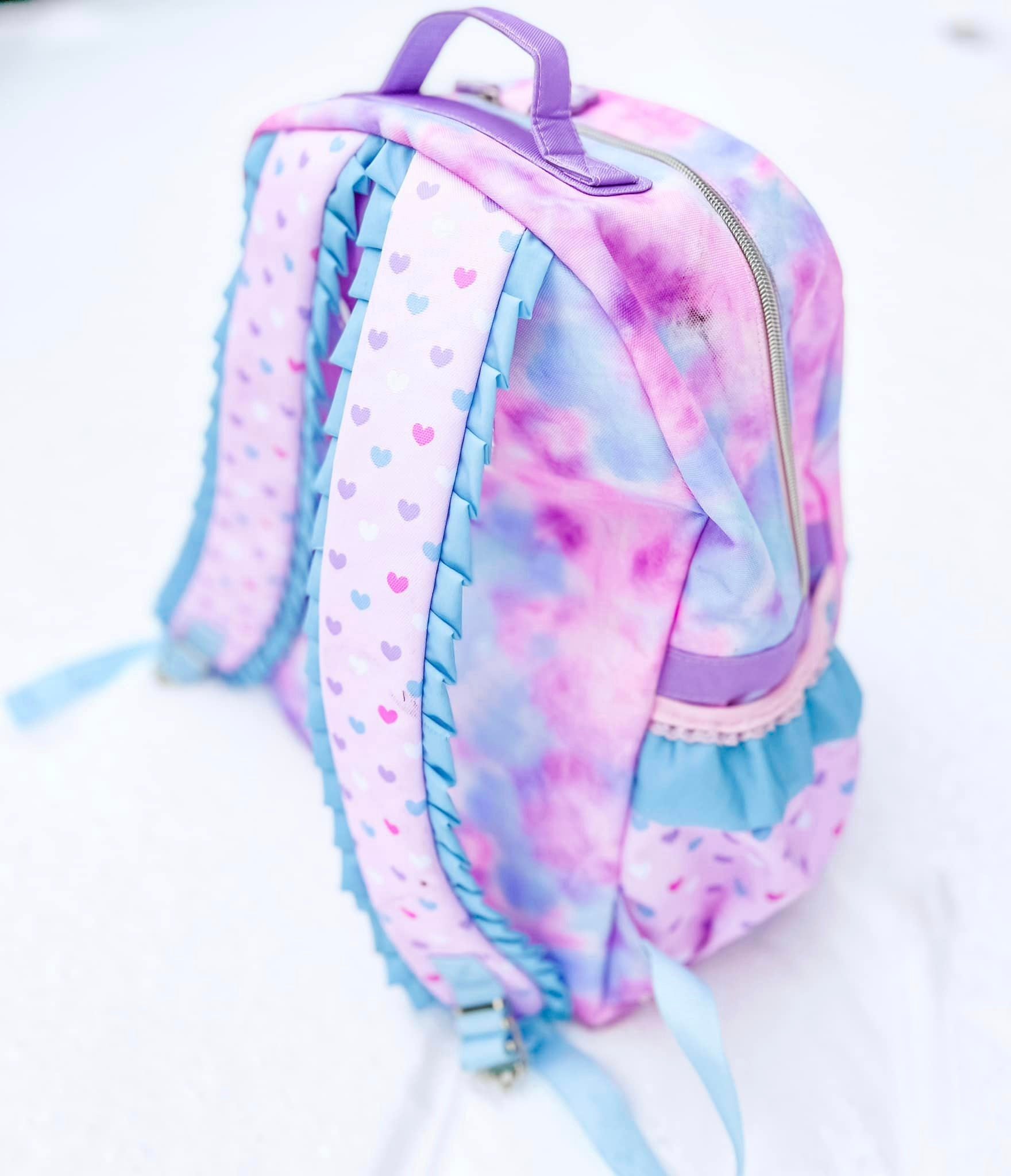 Mackenzie Lavender Heart Tie-Dye Backpack & Lunch Bundle, Set of 3