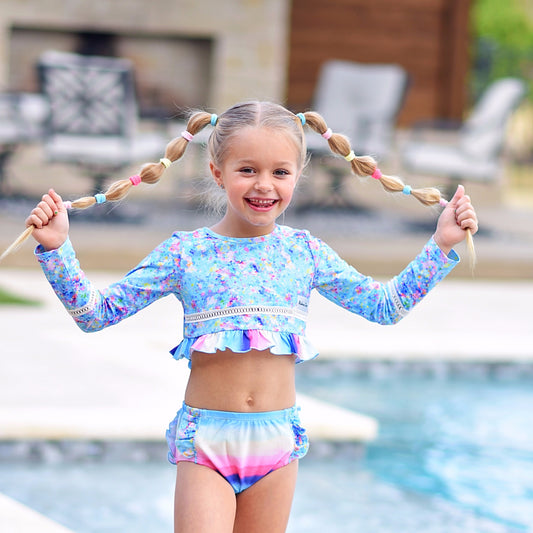 Rainbow Paint Swim - Girls Rashguard Set