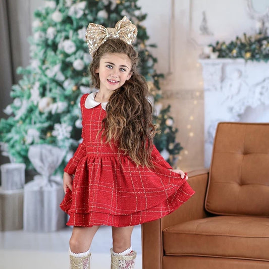 Red Tweed Twirl Dress (2 18m)