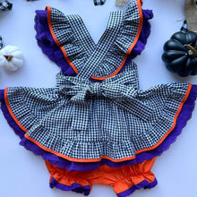 Load image into Gallery viewer, Black Gingham Pinafore Set