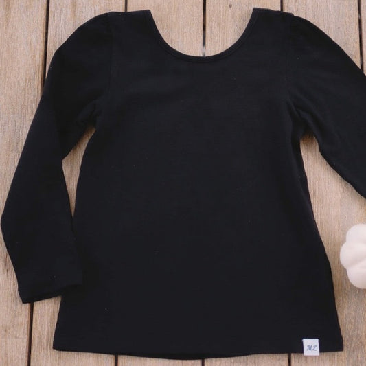 Black Cotton Long Sleeved Layering Shirts (Plain cotton or Swiss Dot non sheer)