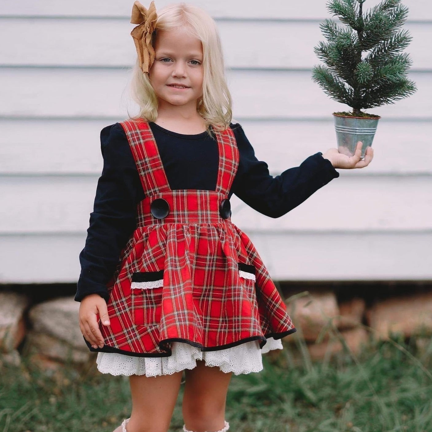 Buffalo plaid suspender discount skirt