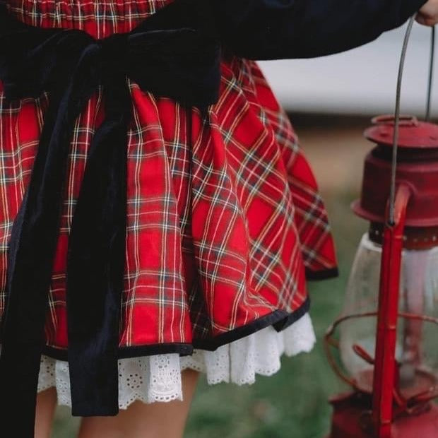 Red Plaid Penelope Skirt (Suspender or No suspender)