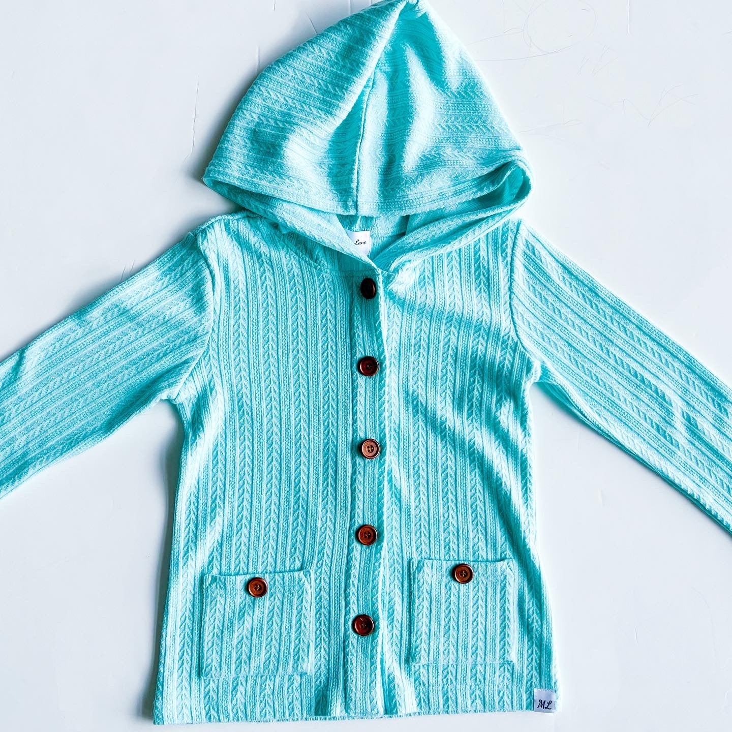 Girls Mid length cardi with hood (yellow/mint/blue/lavender)