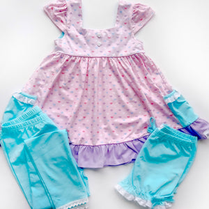Mint Blue Candy Hearts Leggings/Bloomers/Shorties Presale